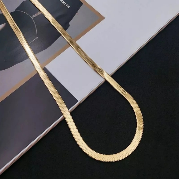 Lux Classic Herringbone 18K Gold Plated Chain - Picture 1 of 2